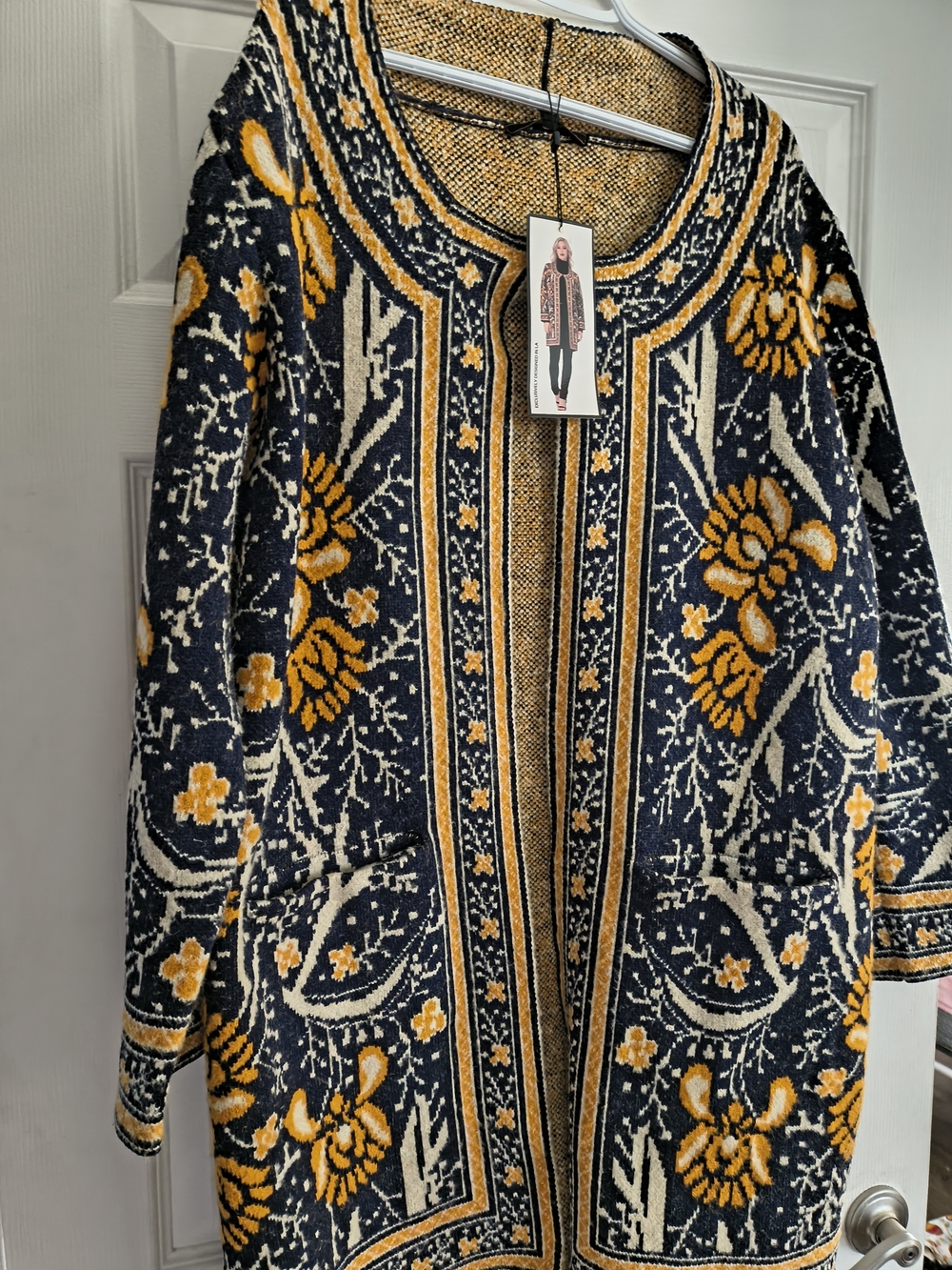 MAXSPORT Blue Women’s Boho Long Open Cardigan Sweater Large Orig $328